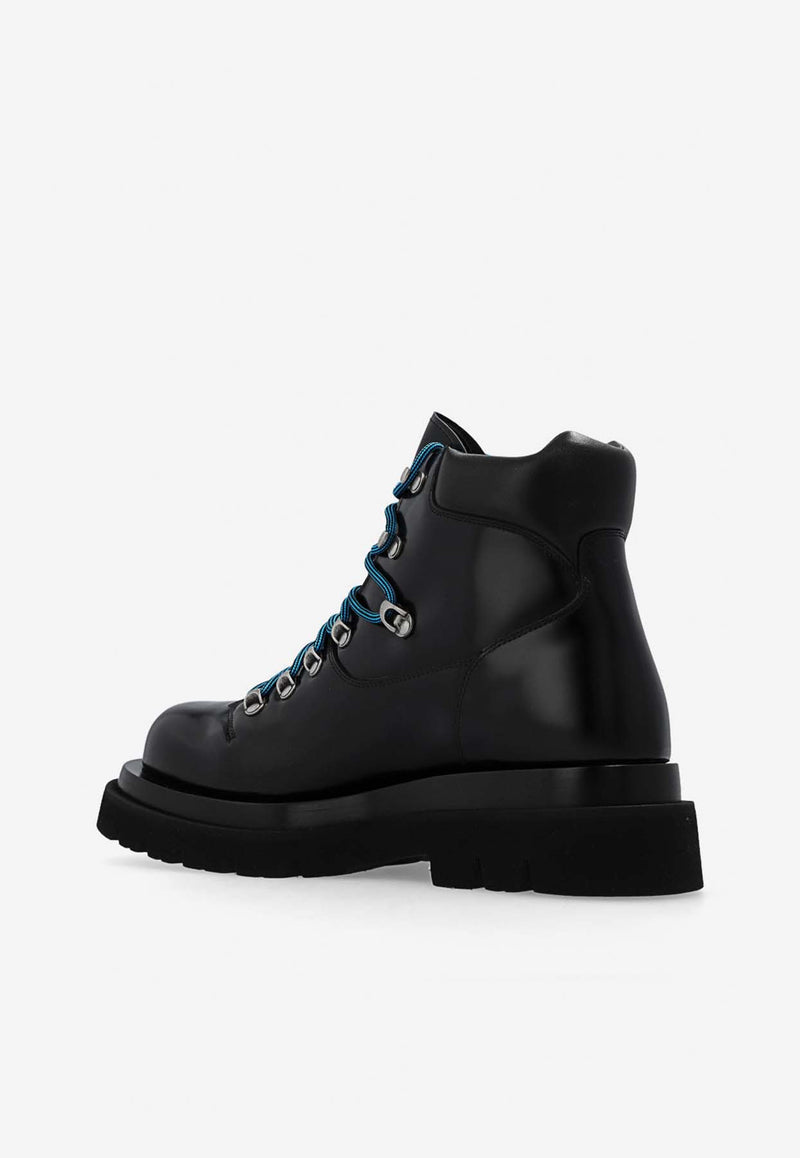 Bottega Veneta Lug Hiking Leather Ankle Boots Black 730230 V20V0-1000
