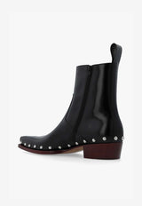 Bottega Veneta Ripley Studded Leather Ankle Boots Black 730249 V2RV0-1118