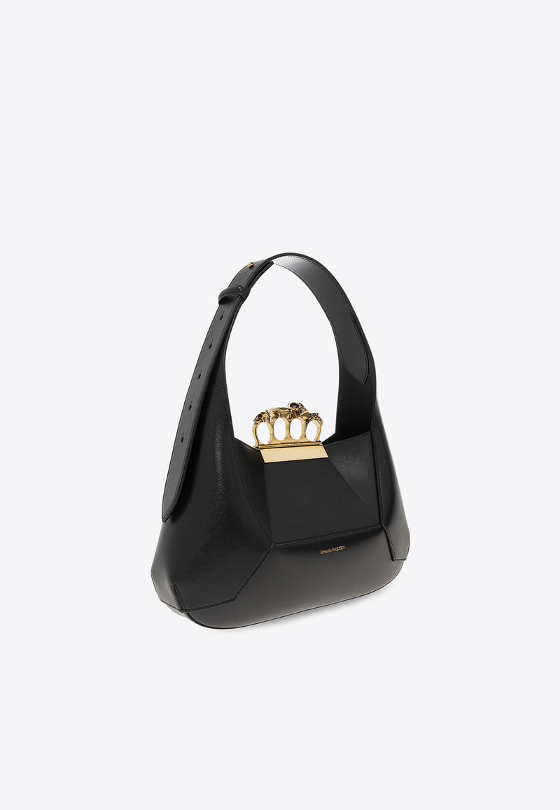 Alexander McQueen The Jeweled Hobo Bag in Calf Leather Black 731135 DYTAA-1000