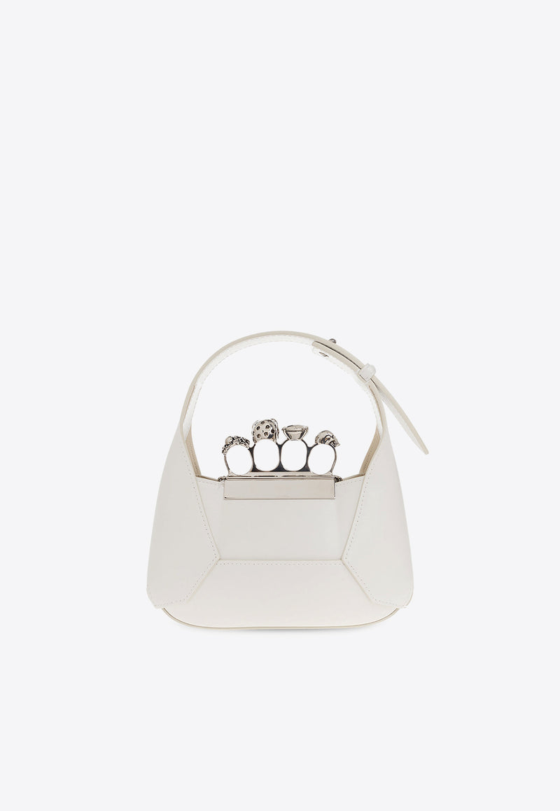 Alexander McQueen The Mini Jeweled Hobo Bag in Calf Leather White 731136 DYTAB-9210