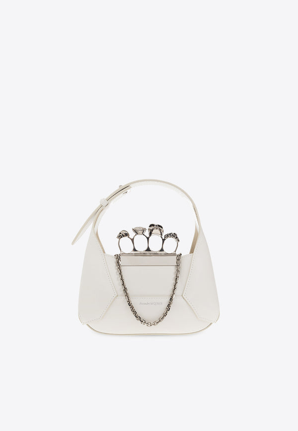 Alexander McQueen The Mini Jeweled Hobo Bag in Calf Leather White 731136 DYTAB-9210