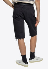 Saint Laurent Frayed Denim Shorts Black 731551 Y954S-1049