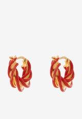 Bottega Veneta Pillar Twisted Enameled Hoop Earrings Chili 731898 VAHU4-8822