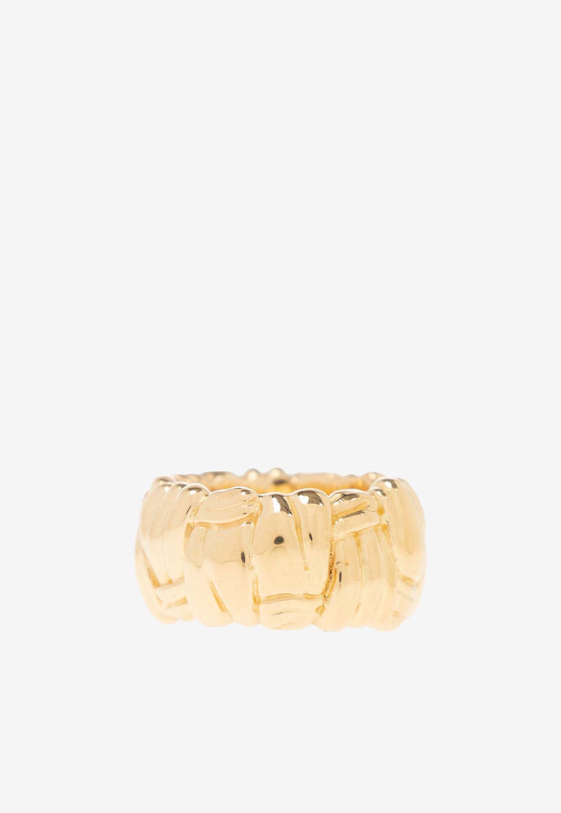 Bottega Veneta Intrecciato Weave Ring Gold 732038 VAHU0-8120