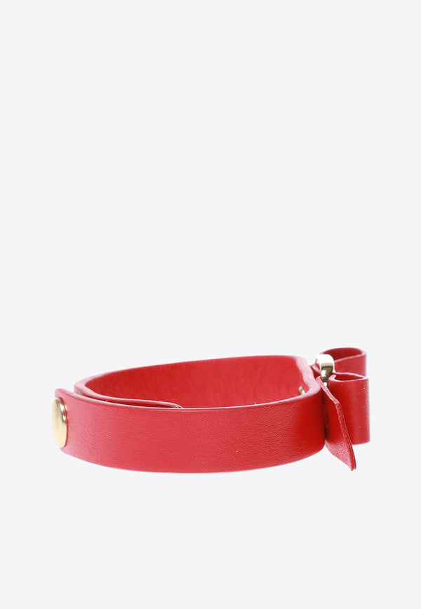 Salvatore Ferragamo Vara Bow Leather Bracelet Red 762500 BR VARA 1GIR 670550-BR PEL ROSSA ORO CHIA