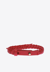 Salvatore Ferragamo Vara Bow Braided Leather Bracelet Red 762501 BR MINIVA 1G 707378-BR PEL ROSSA ORO CHIA LUC