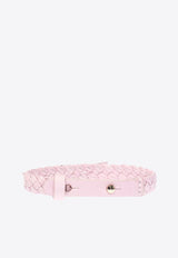 Salvatore Ferragamo Vara Bow Braided Leather Bracelet Pink 762501 BR MINIVA 1G 707380-BR PEL MACARO ORO CHI LUC