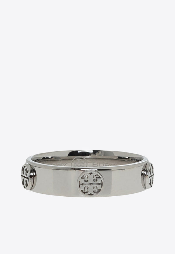 Tory Burch Miller Embossed Logo Ring Silver 76882 0-022