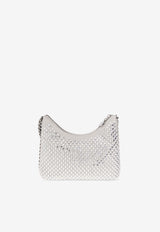 Stella McCartney Mini Falabella Crystal Mesh Shoulder Bag Silver 7B0001 WP0135-8101