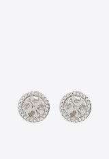 Tory Burch Miller Crystal Paved Stud Earrings Silver 53422 0-042