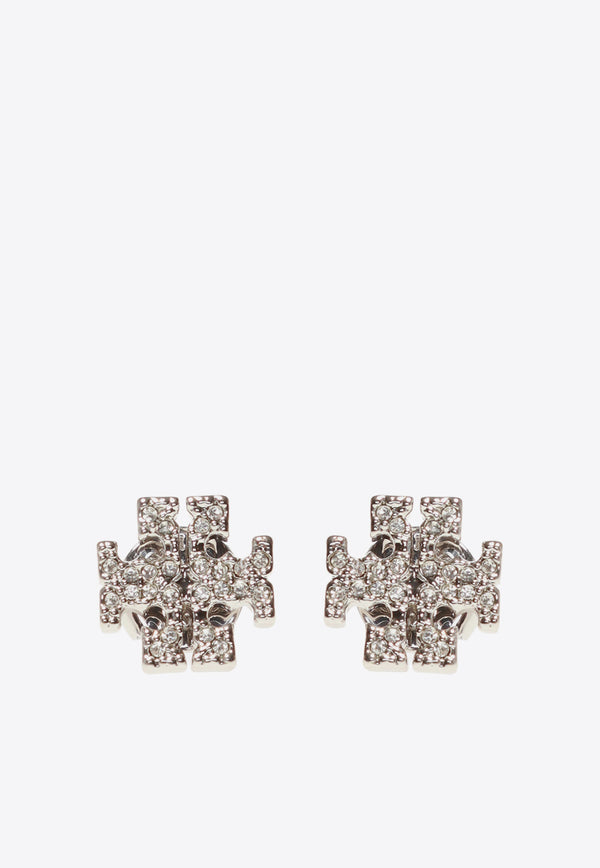 Tory Burch Kira Crystal Pave Stud Earrings Silver 53423 0-042