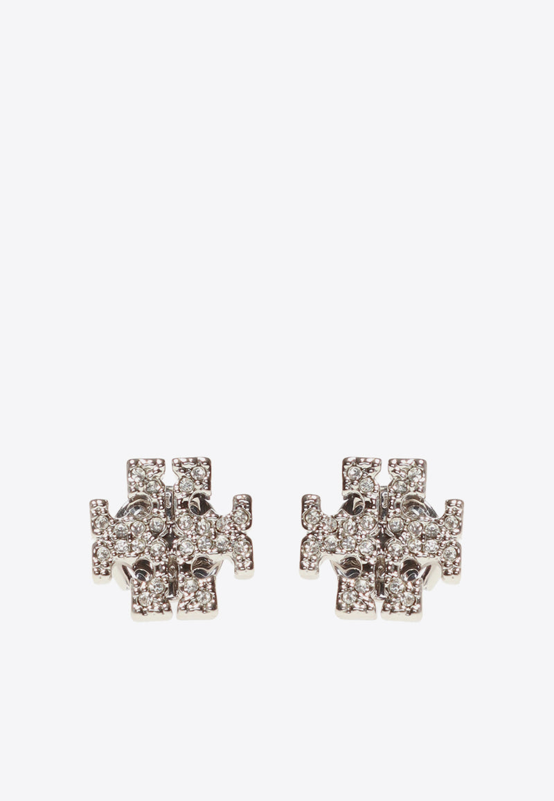 Tory Burch Kira Crystal Pave Stud Earrings Silver 53423 0-042