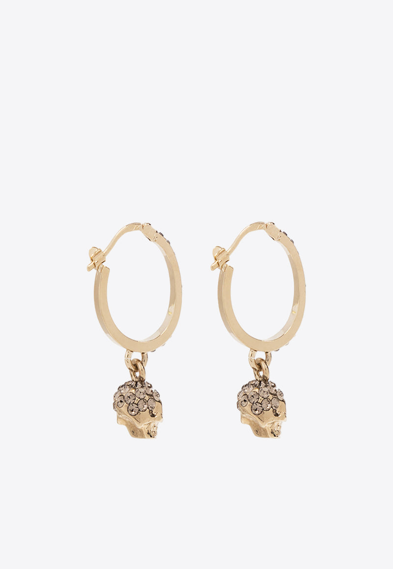 Alexander McQueen Skull Crystal Hoop Earring Gold 550503 J160K-7286