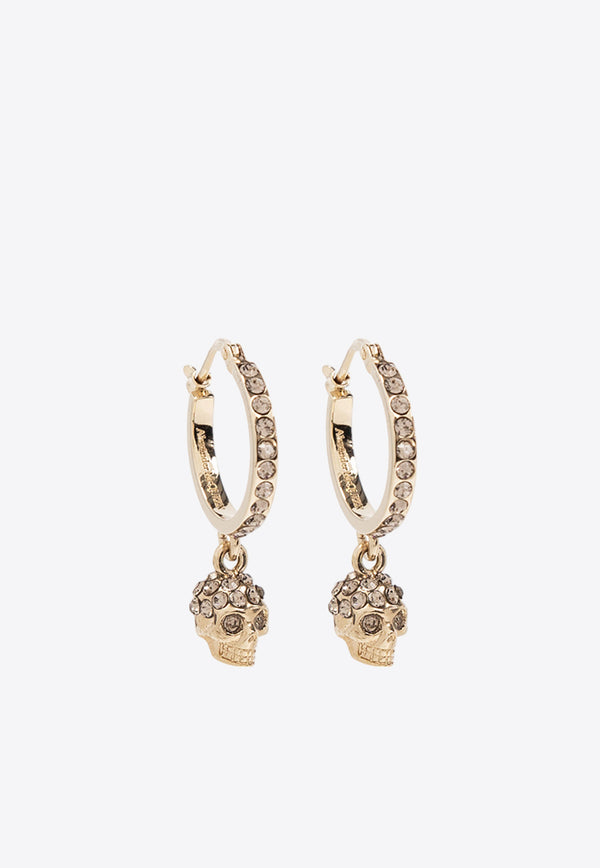 Alexander McQueen Skull Crystal Hoop Earring Gold 550503 J160K-7286