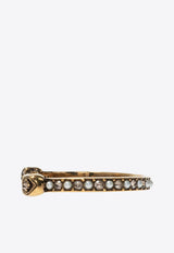 Alexander McQueen Twin Skull Crystal Cuff Bracelet Gold 553653 J160T-7124