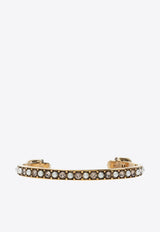 Alexander McQueen Twin Skull Crystal Cuff Bracelet Gold 553653 J160T-7124