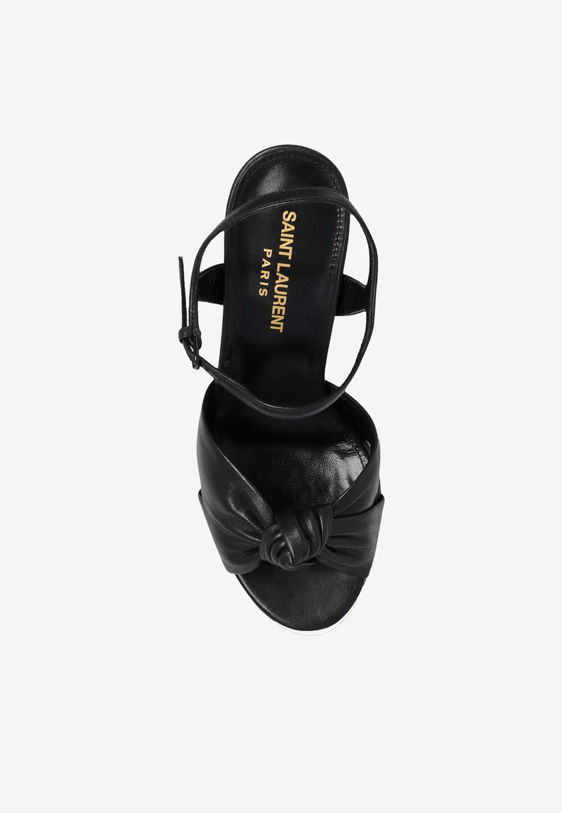 Saint Laurent Bianca 125 Leather Platform Sandals Black 606713 1N800-1000
