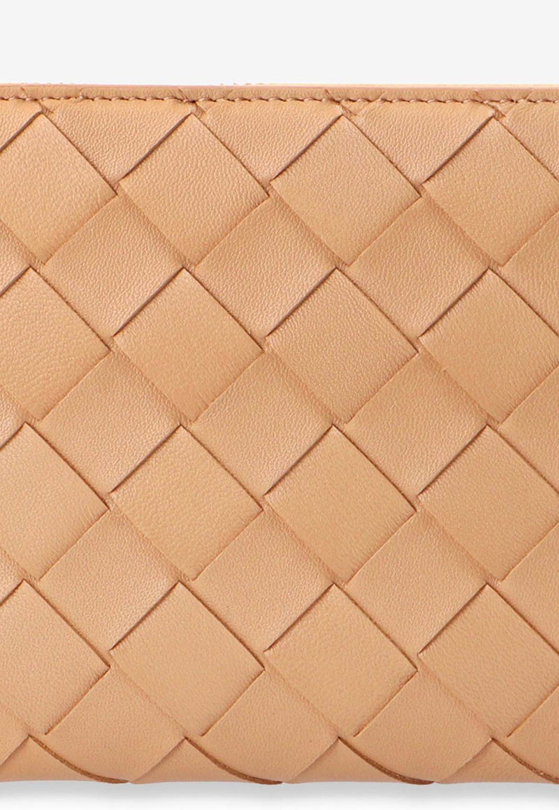 Bottega Veneta Intrecciato Leather Zip-Around Wallet Almond 608051 VCPP2-2700