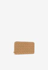 Bottega Veneta Intrecciato Leather Zip-Around Wallet Caramel 608053 VCPP2-9830