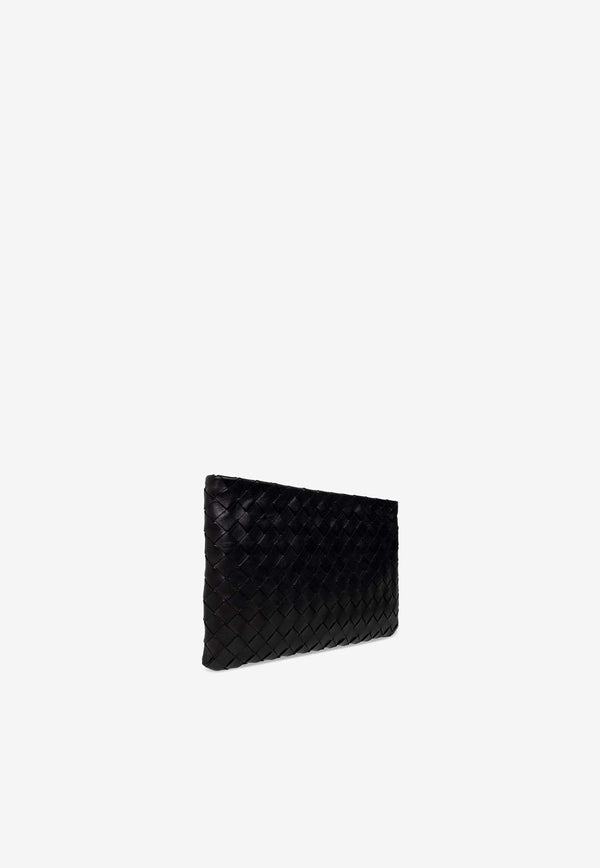 Bottega Veneta Medium Pouch Bag in Intrecciato Leather Black 608232 VCPP9-8425