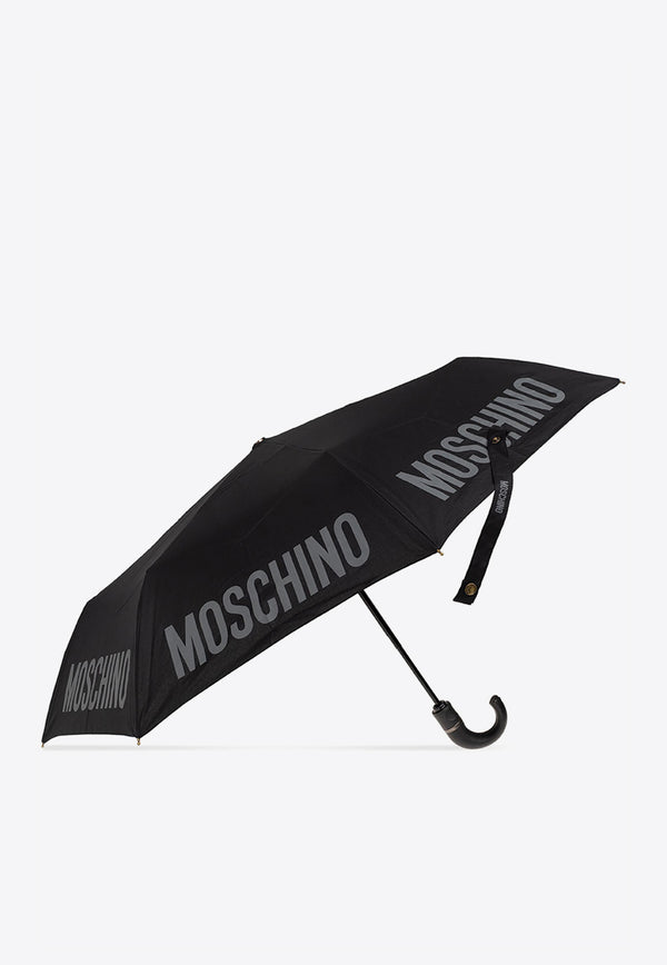 Moschino Logo Print Folding Umbrella Black 8064 OPENCLOSEA-BLACK
