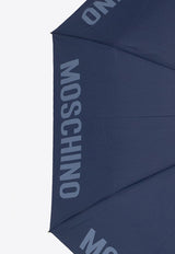 Moschino Logo Print Folding Umbrella Navy 8064 OPENCLOSEF-BLUE