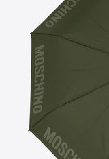 Moschino Logo Print Folding Umbrella Green 8064 OPENCLOSEM-MILITARY