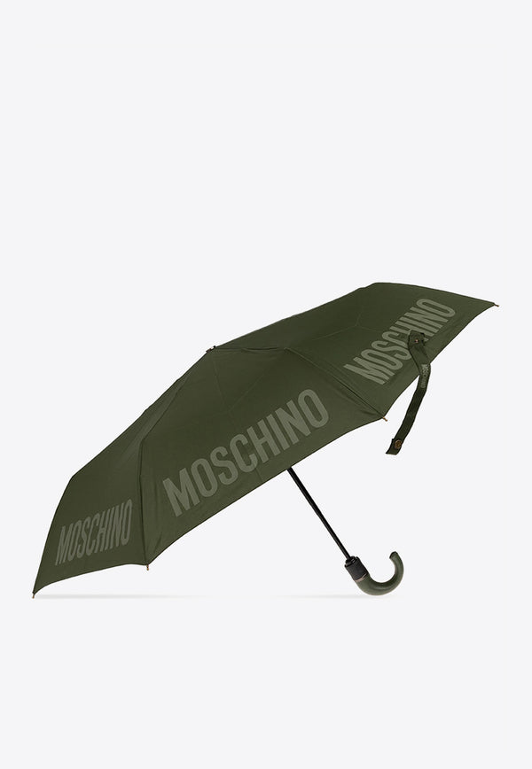 Moschino Logo Print Folding Umbrella Green 8064 OPENCLOSEM-MILITARY