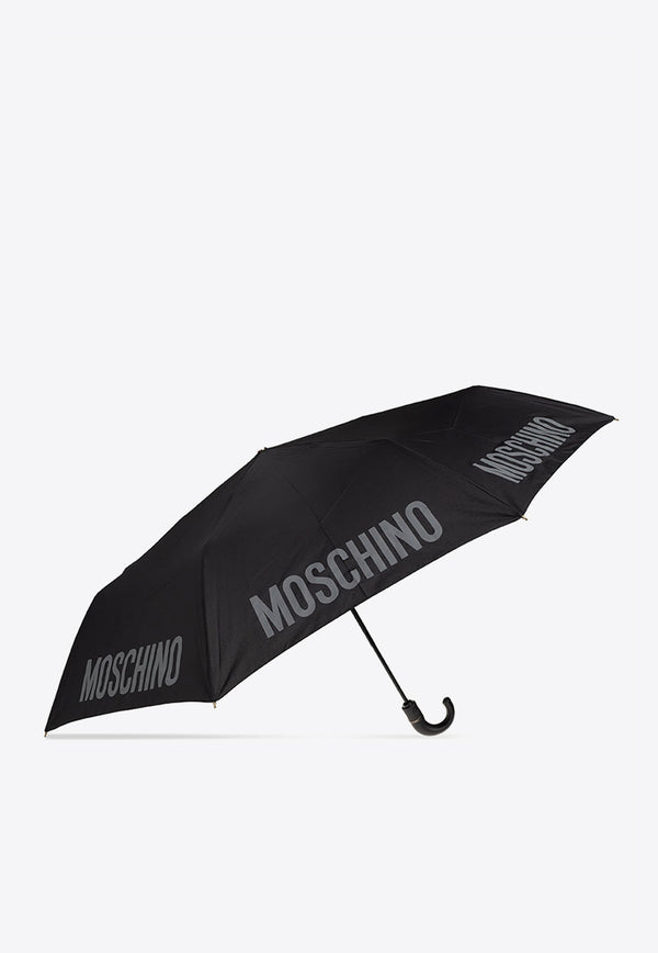 Moschino Logo Print Folding Umbrella Black 8064 TOPLESSA-BLACK