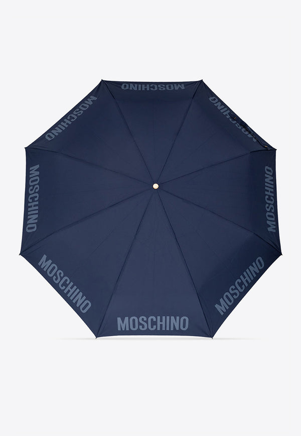 Moschino Logo Print Folding Umbrella Navy 8064 TOPLESSF-BLUE