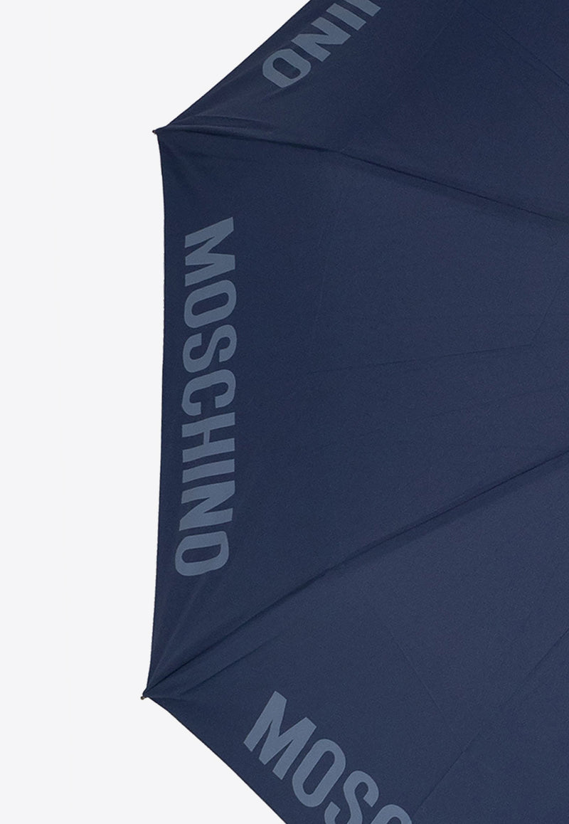 Moschino Logo Print Folding Umbrella Navy 8064 TOPLESSF-BLUE