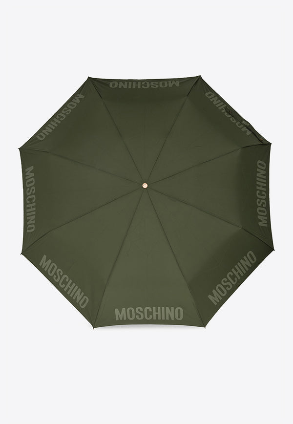 Moschino Logo Print Folding Umbrella Green 8064 TOPLESSM-MILITARY