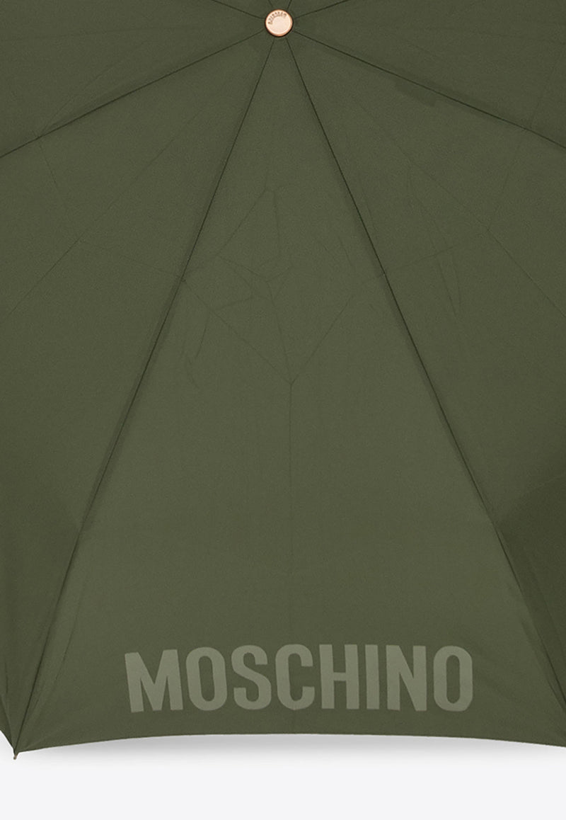 Moschino Logo Print Folding Umbrella Green 8064 TOPLESSM-MILITARY