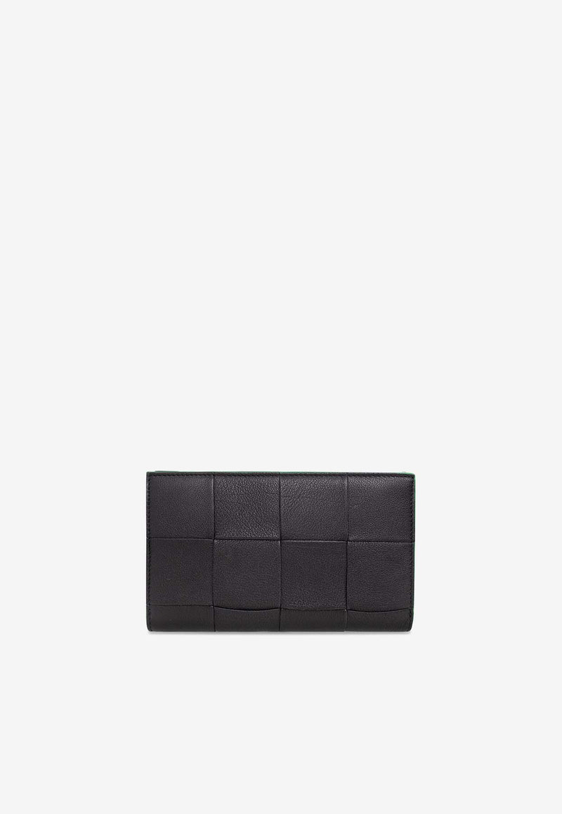 Bottega Veneta Cassette Zip-Around Intreccio Leather Wallet Black 649607 V1Q73-1045