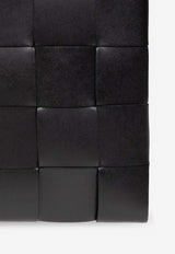 Bottega Veneta Large Cassette Pouch Bag in Intrecciato Leather Black 649616 VBWD3-8803