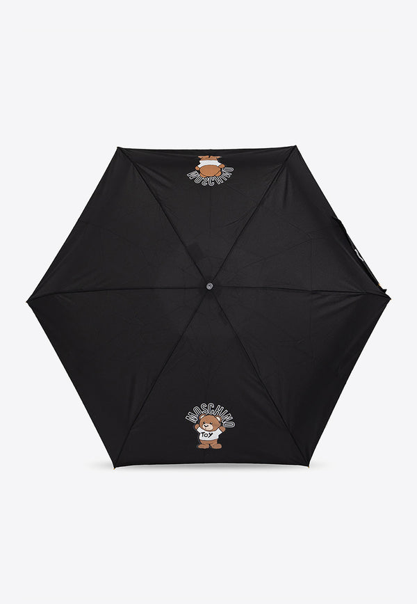 Moschino Logo Folding Umbrella 8351 SUPERMINIA-BLACK Black