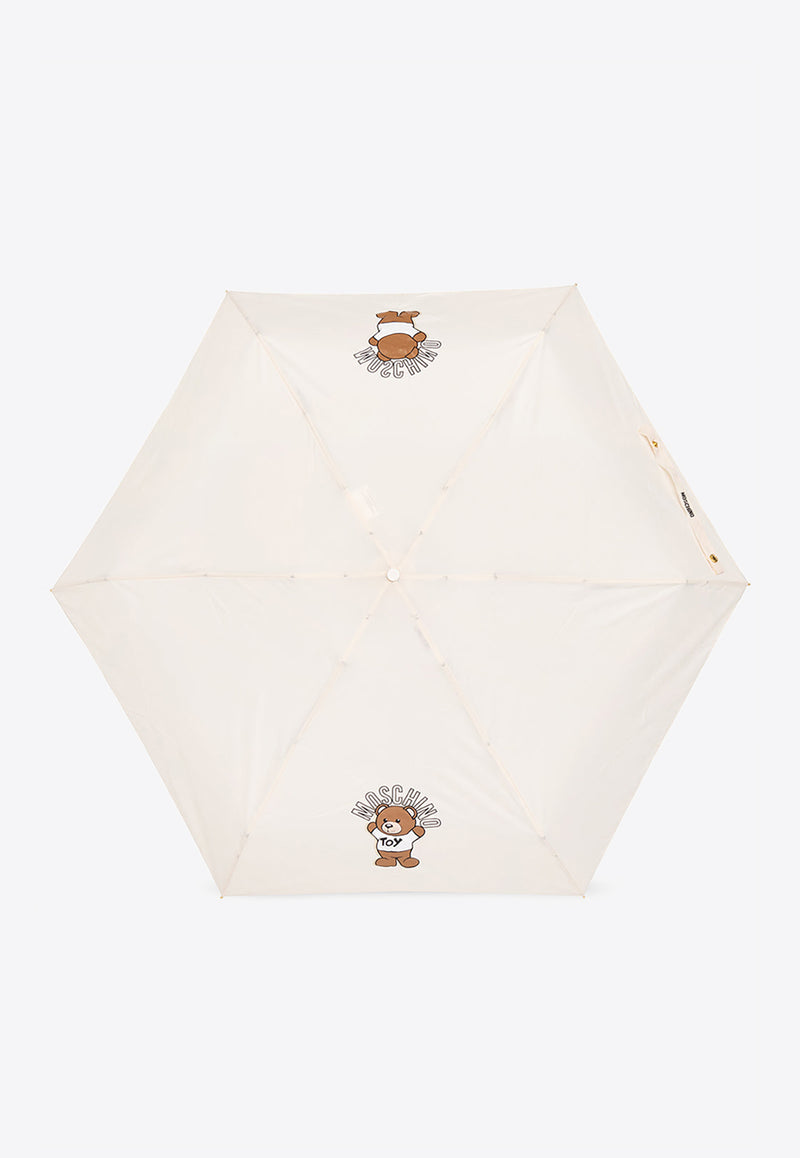 Moschino Logo Folding Umbrella 8351 SUPERMINII-CREAM Cream
