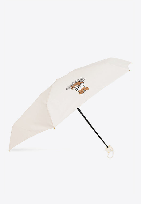 Moschino Logo Folding Umbrella 8351 SUPERMINII-CREAM Cream