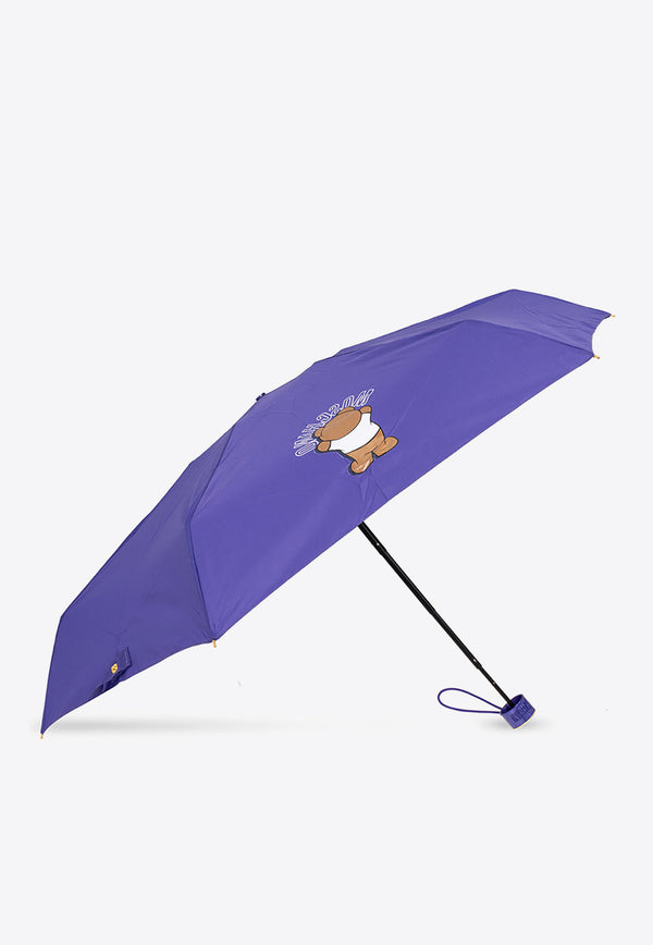 Moschino Logo Folding Umbrella 8351 SUPERMINIQ-VIOLET Purple