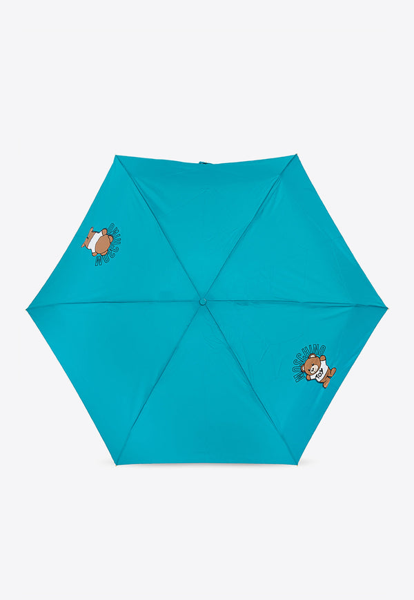 Moschino Logo Folding Umbrella 8351 SUPERMINIT-PEACOCK Blue