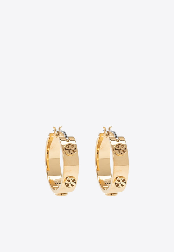 Tory Burch Miller Logo Embossed Hoop Earrings  Gold 65094 0-720