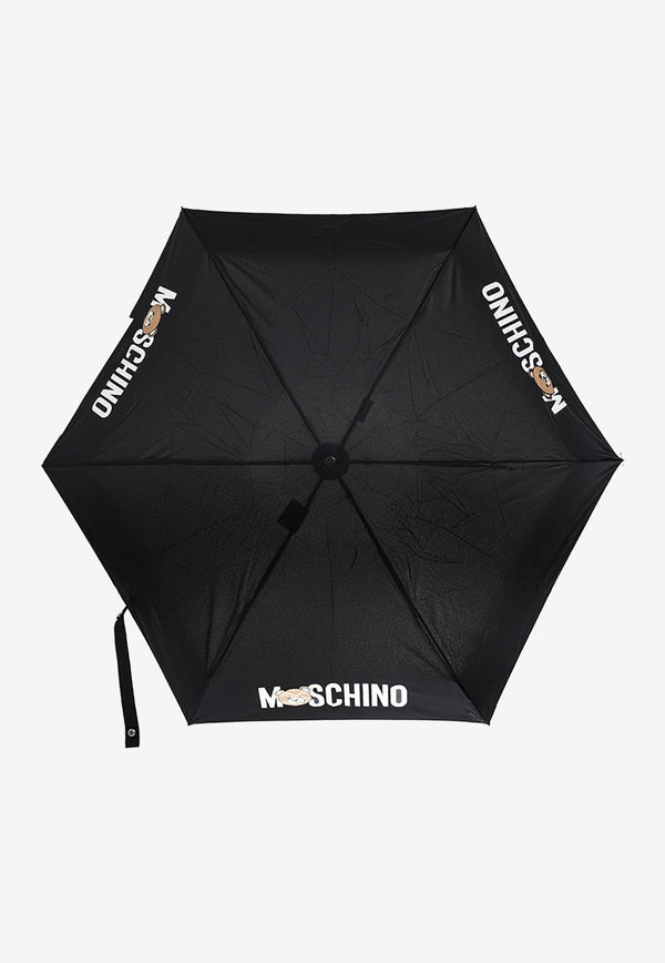 Moschino Logo Print Umbrella 8430 SUPERMINIA-BLACK BEAR TUBE Black
