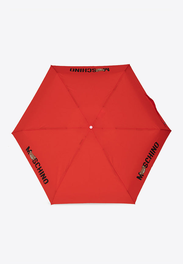 Moschino Logo Print Umbrella 8430 SUPERMINIC-RED Red