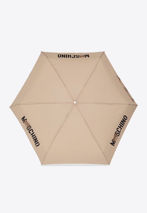 Moschino Logo Print Umbrella 8430 SUPERMINID-DARK BEIGE Beige