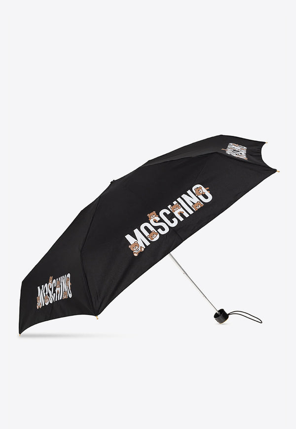 Moschino Logo Print Umbrella 8432 SUPERMINIA-BLACK Black
