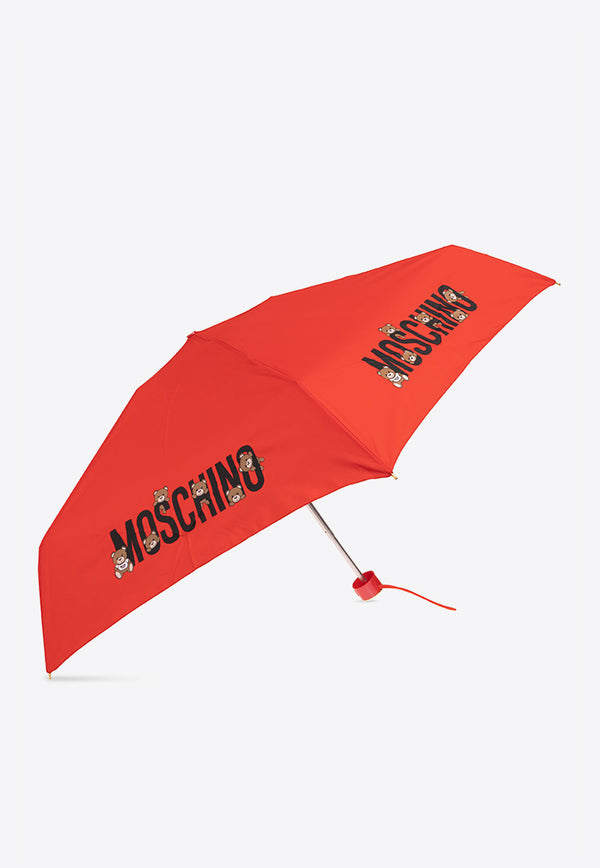 Moschino Logo Print Umbrella 8432 SUPERMINIC-RED Red