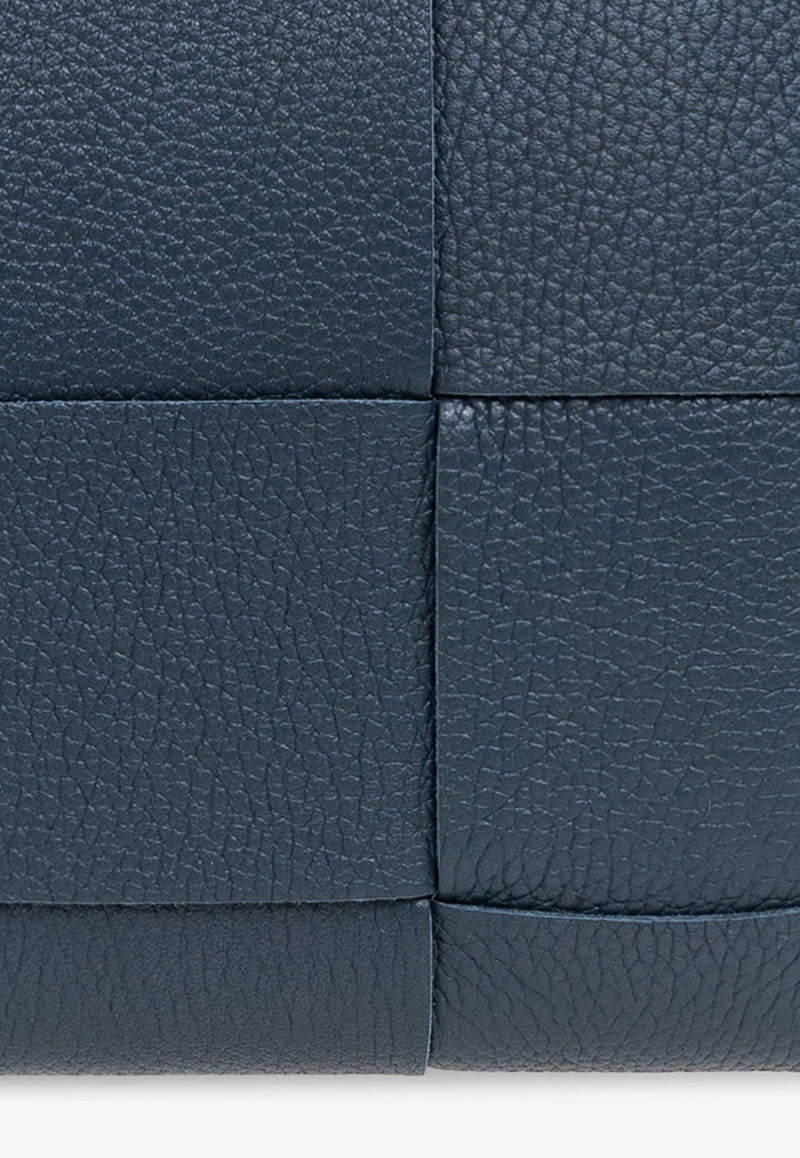 Bottega Veneta Cassette Zip-Around Wallet in Intrecciato Leather Deep Blue 651368 VCP14-3124