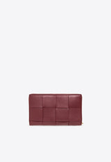 Bottega Veneta Cassette Zip-Around Wallet in Intrecciato Leather Bordeaux 651368 VCQC1-6208
