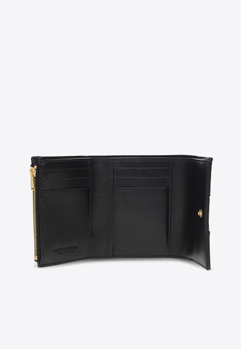 Bottega Veneta Cassette Intrecciato Leather Tri-Fold Wallet Black 651372 VCQC1-8425