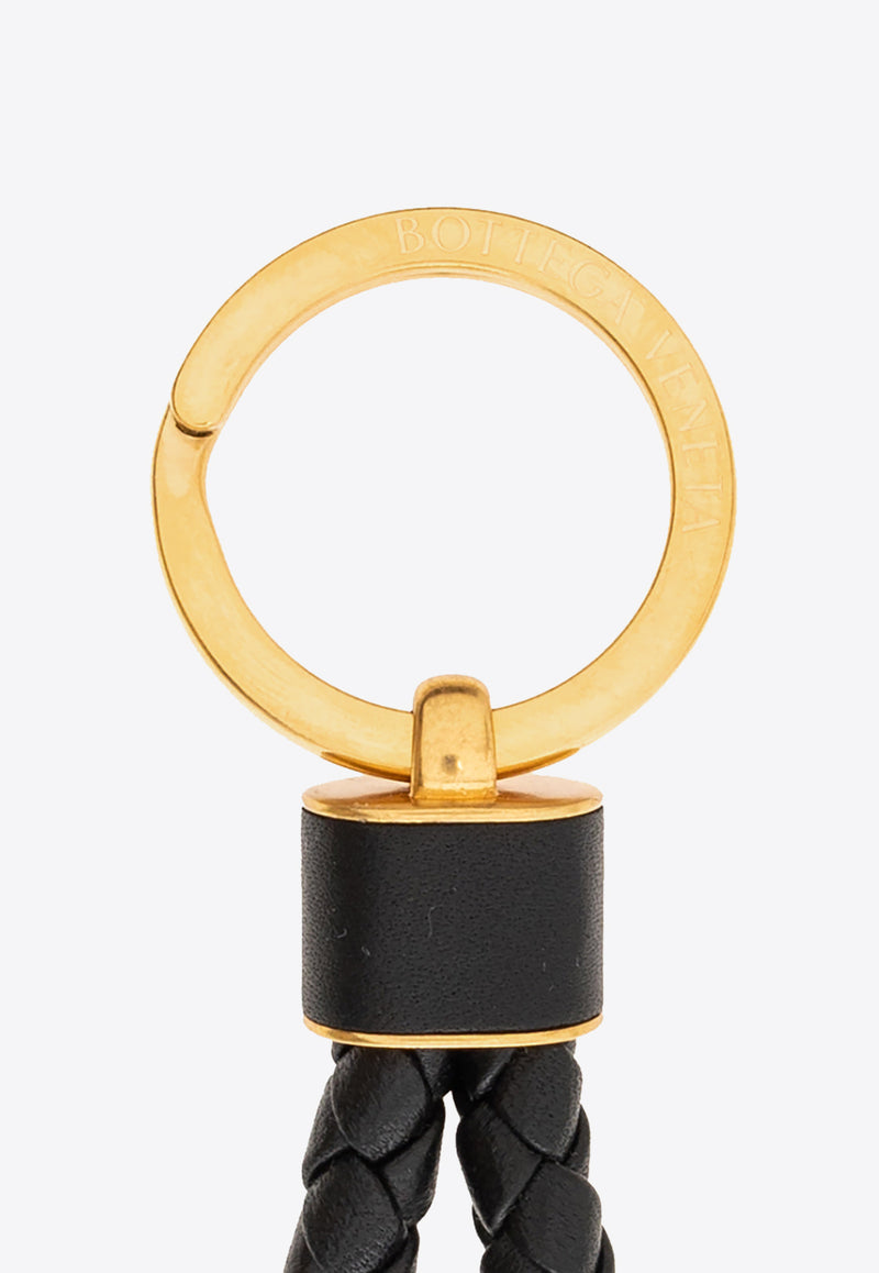 Bottega Veneta Intreccio Leather Key Ring Black